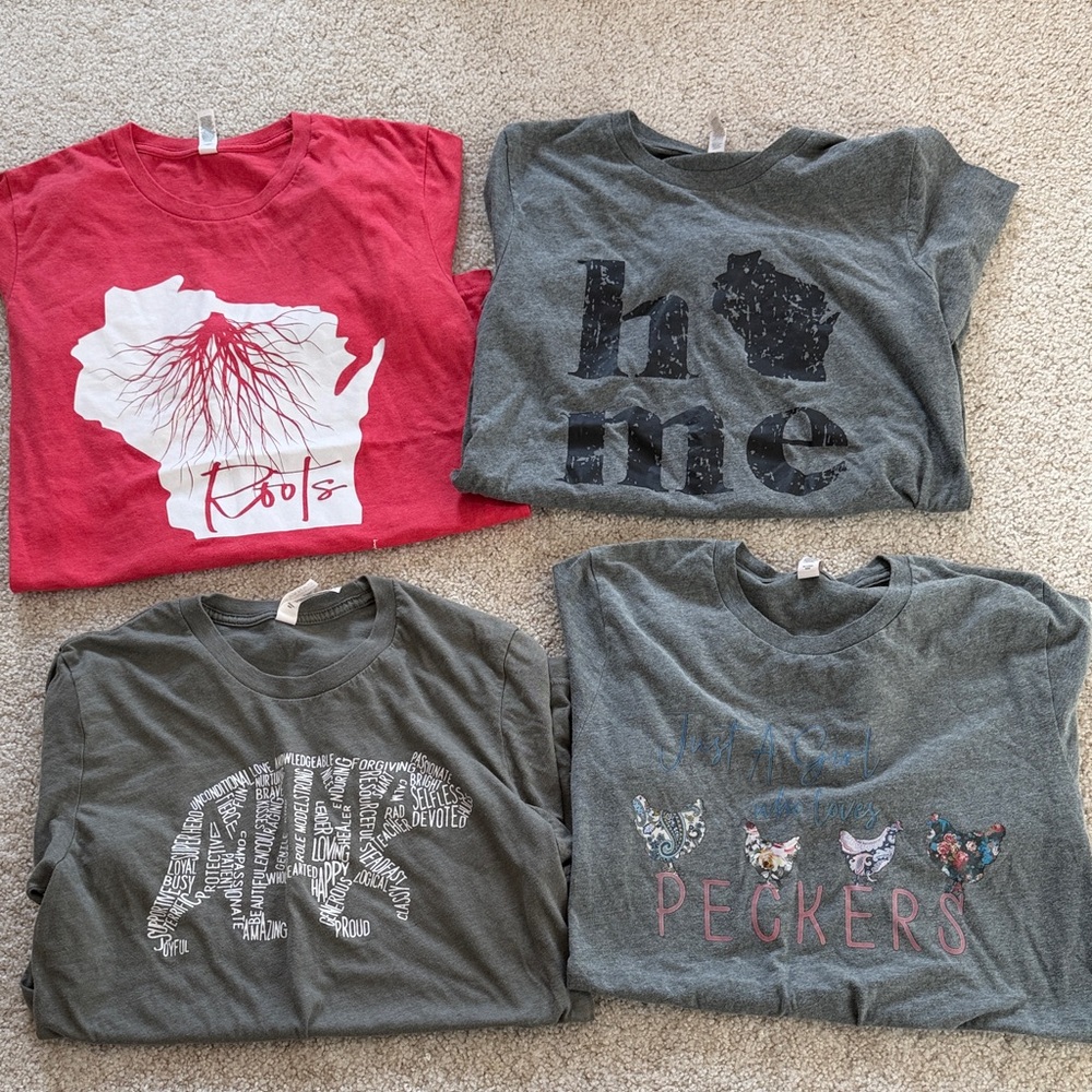 Bella Canvas Red and Gray Short Sleeve Tees